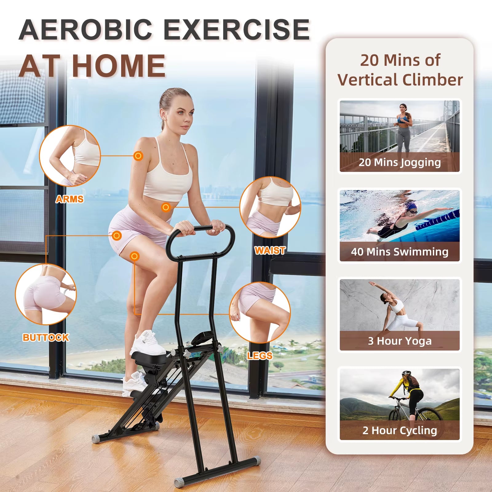 Sport Mini Vertical Fold Vertical Cardio Home Gym Stair Climber Exercise Machine