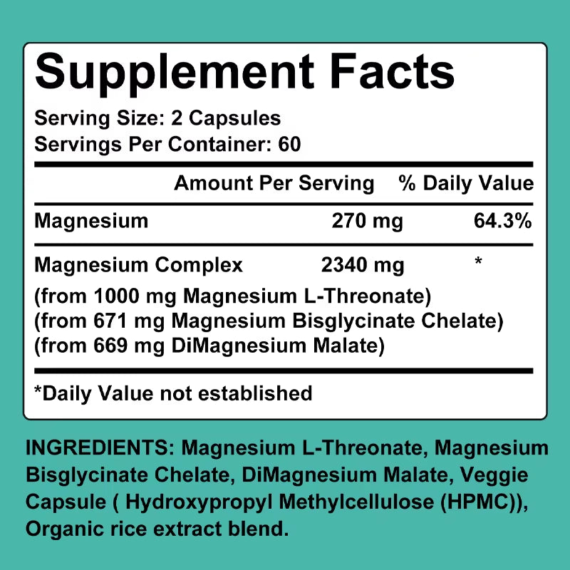 Triple Magnesium Complex - Brain & Sleep Health - L-Threonate, Glycinate, Malate